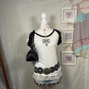 y2k grunge fitted black baby tee